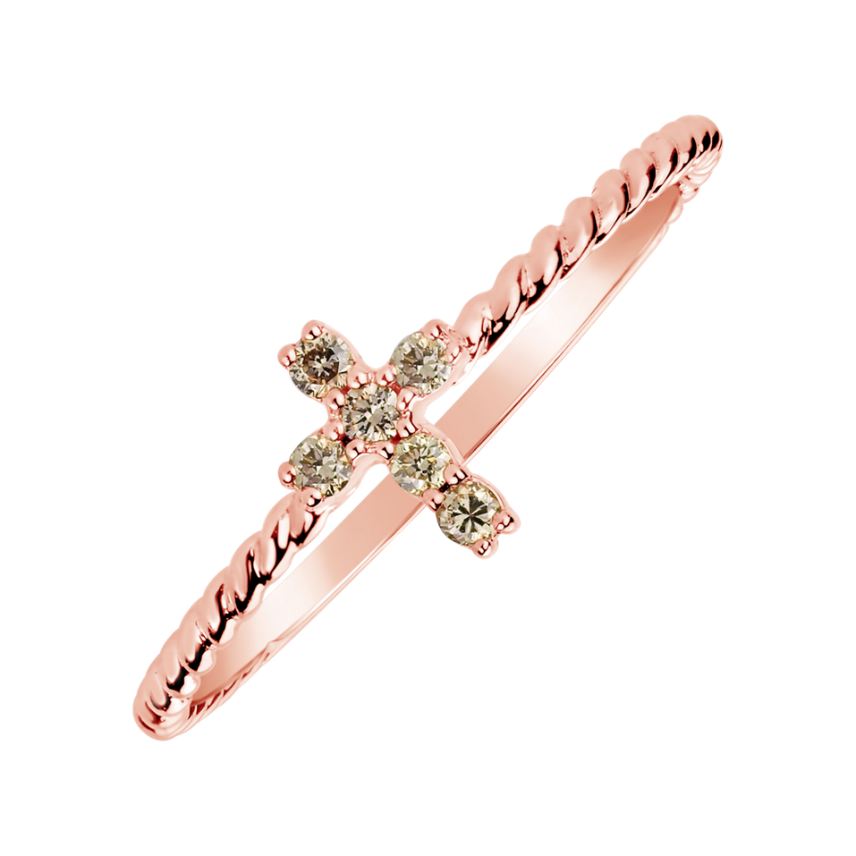 Prsteň s hnedými diamantmi Cross