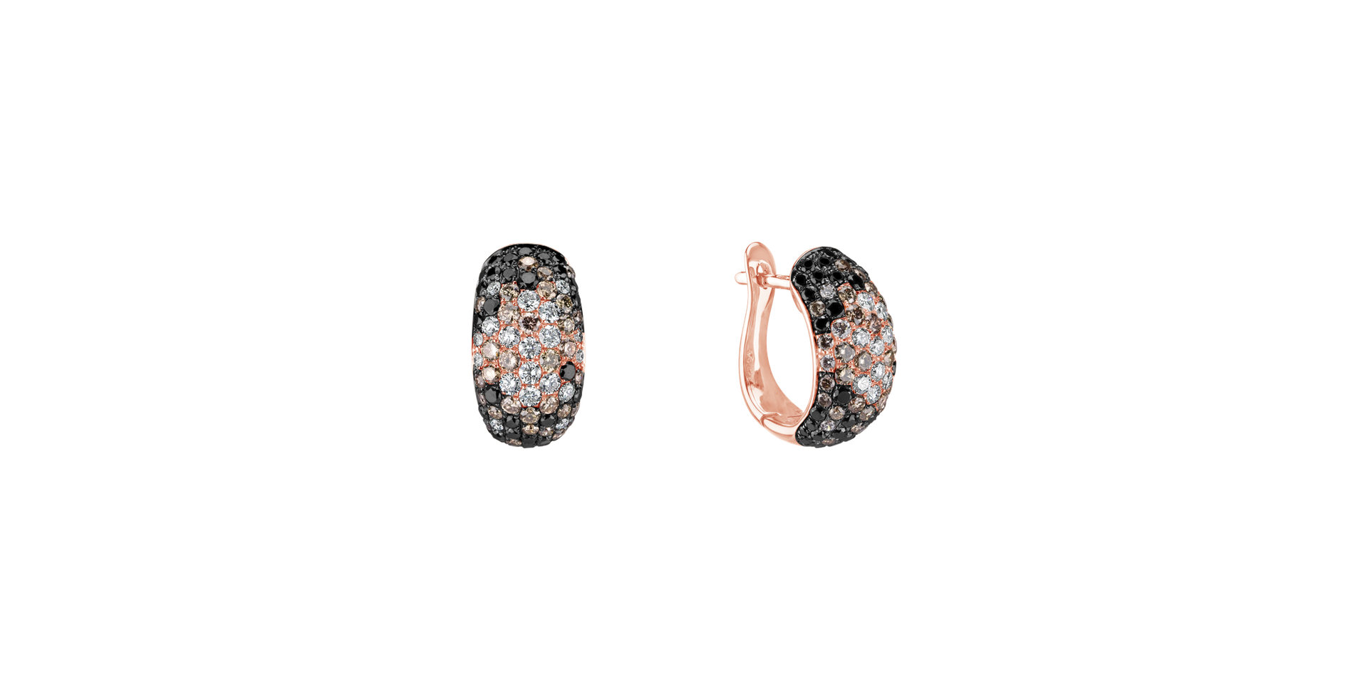 Náušnice s bielymi, hnedými a čiernymi diamantmi Inferno Diamonds