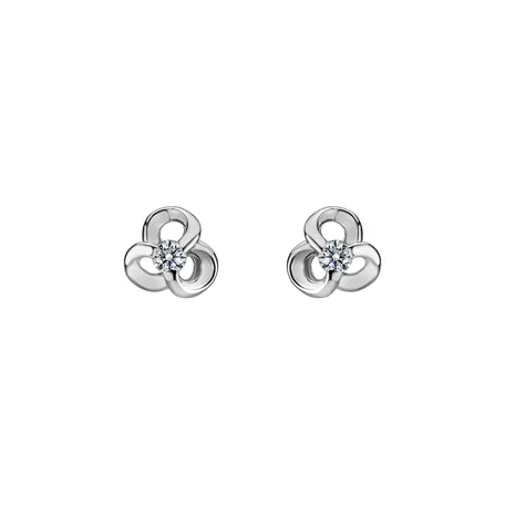 Náušnice s diamantom Curled Flower