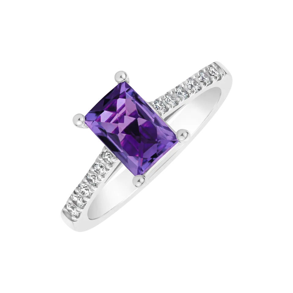 Prsteň s ametystom a diamantmi Miracle Gem