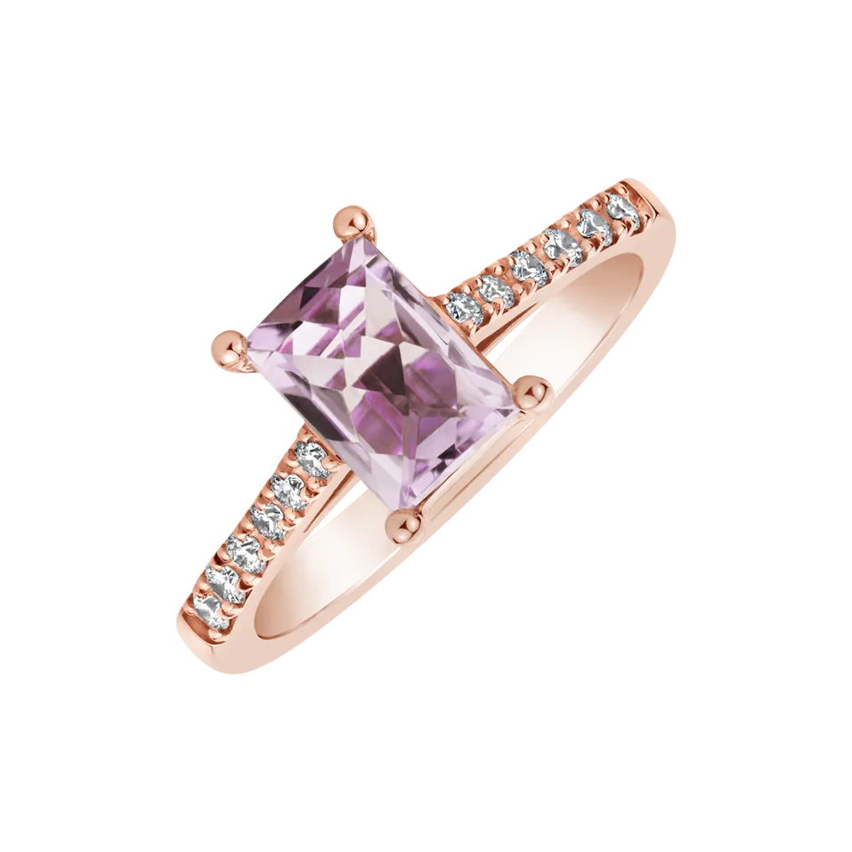 Prsteň s ametystom a diamantmi Miracle Gem