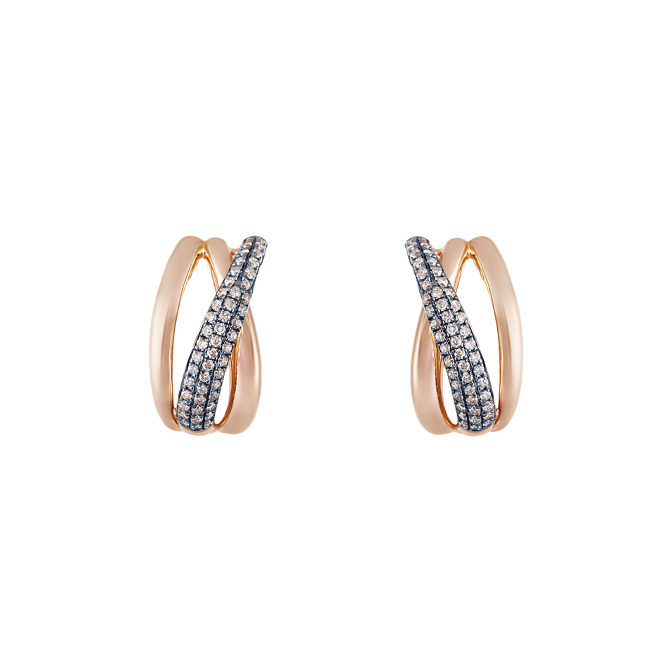 Náušnice s hnedými diamantmi Sunshine Streamer