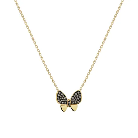 Přívěsok s hnedými diamantmi Butterfly Night