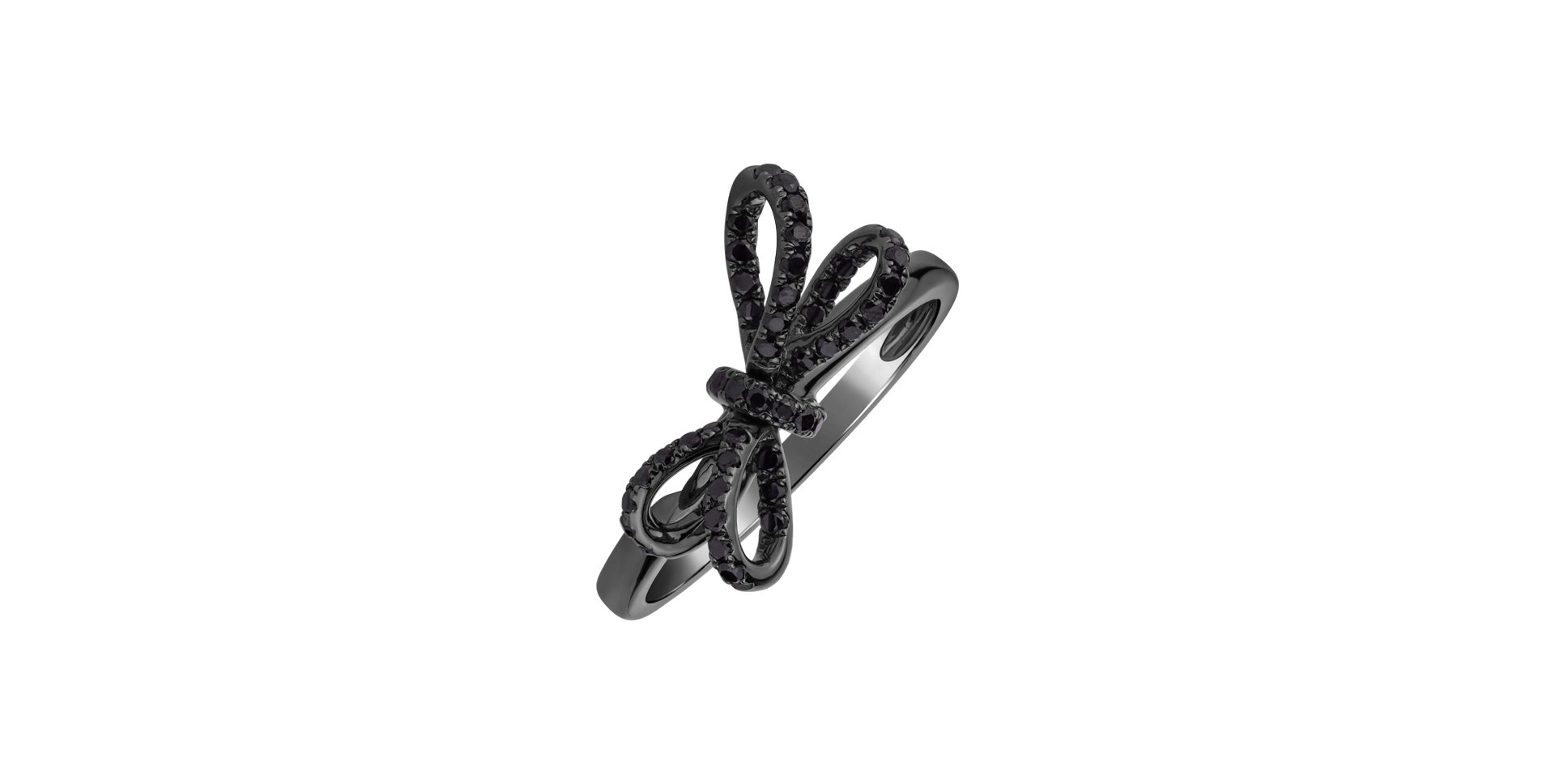 Prsteň s čiernymi diamantmi Galaxy Ribbon