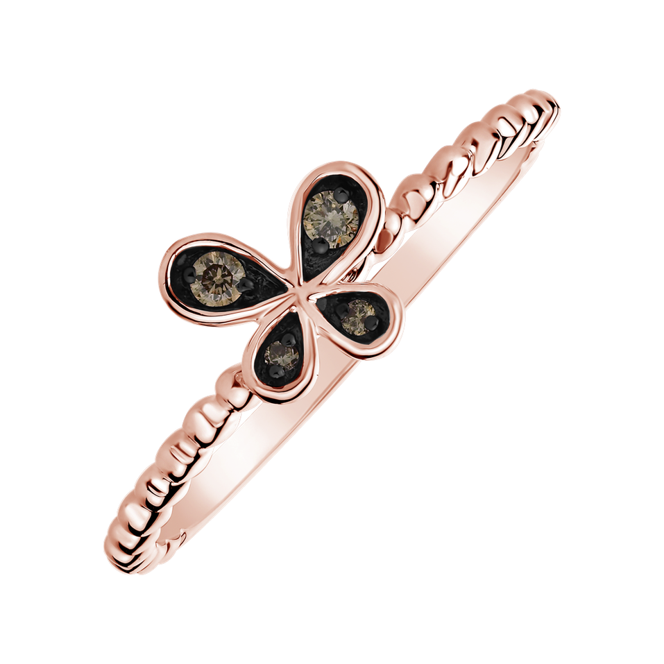 Prsteň s hnedými diamantmi Butterfly