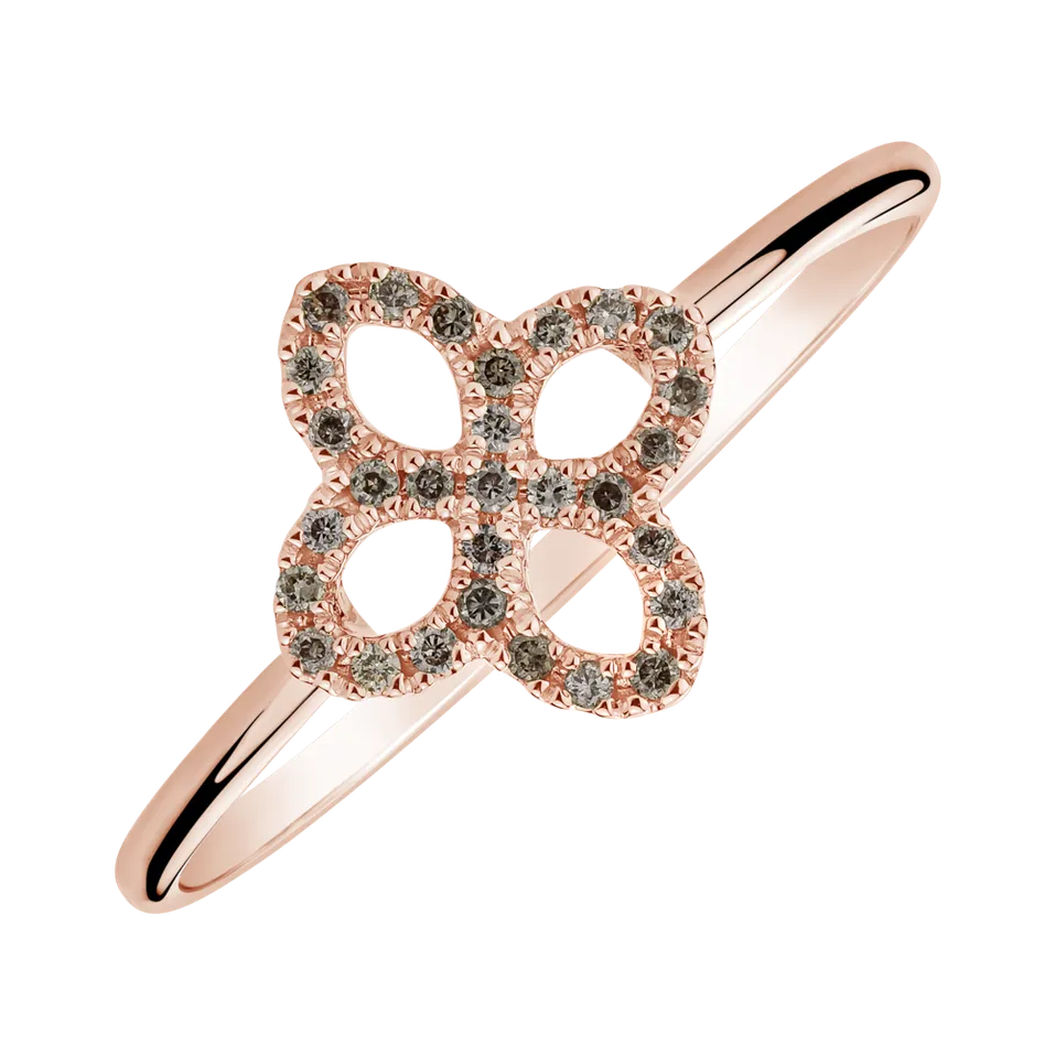 Prsteň s hnedými diamantmi Glamorous Petals