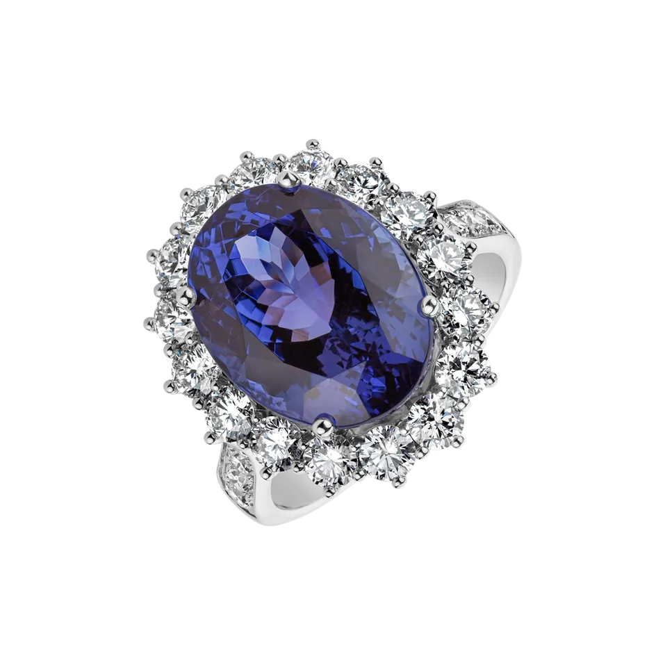 Prsteň s tanzanitom a diamantmi Space Queen