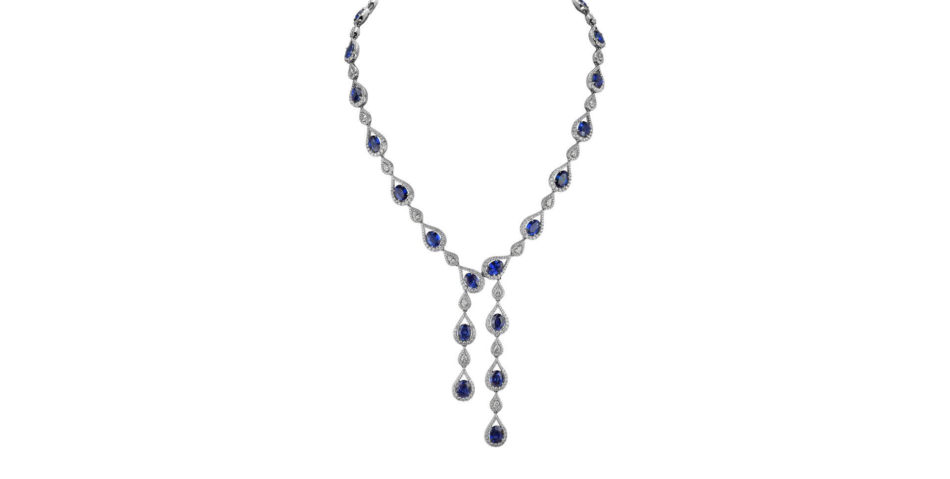 Náhrdelník s diamantmi a zafírmi Sapphire Ribbon