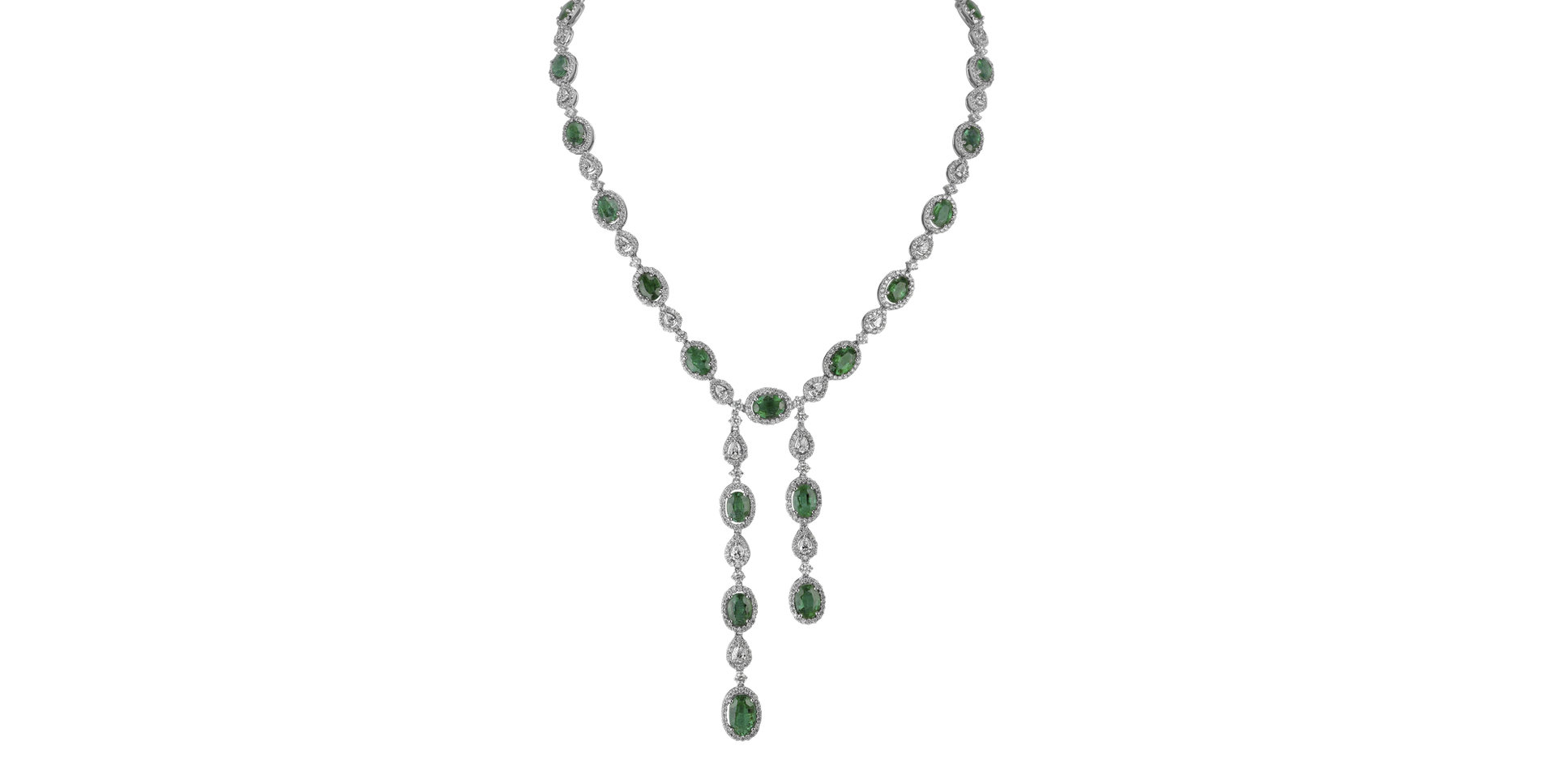 Náhrdelník s diamantmi a smaragdmi Emerald Ribbon