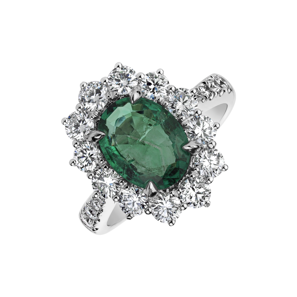 Prsteň so smaragdom a diamantmi Emerald Star