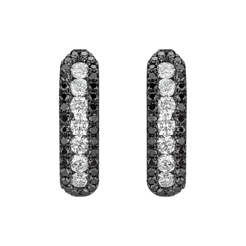 Náušnice s čiernymi a bielymi diamantmi Midnight Dream