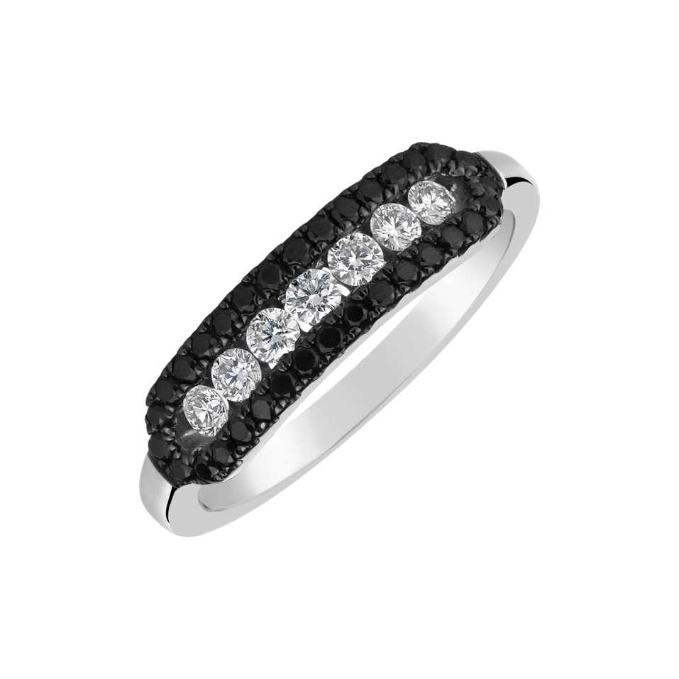 Prsteň s čiernymi a bielymi diamantmi Bright Life