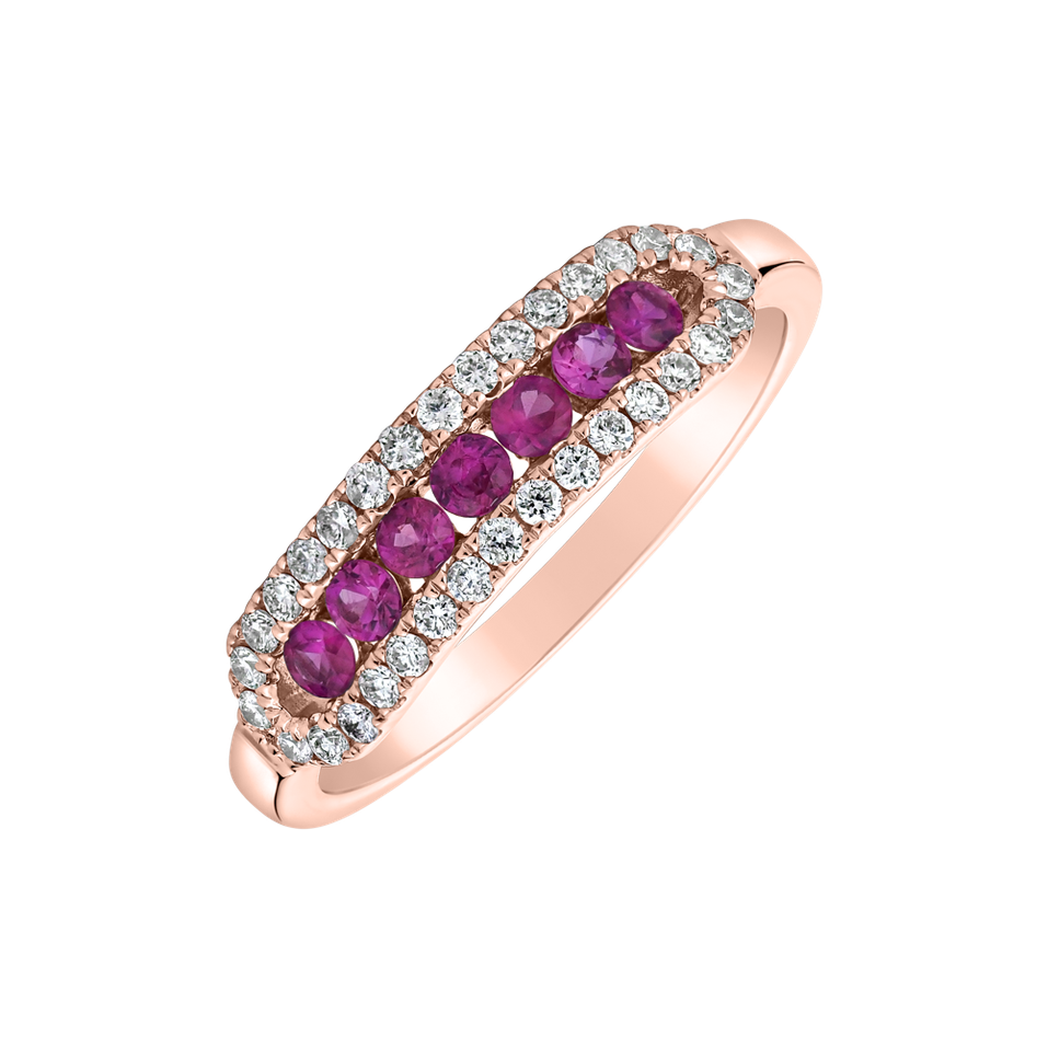 Prsteň s diamantmi a rubínmi Bright Life