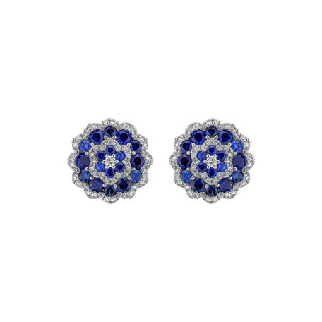 Náušnice s diamantmi a zafírmi Luxurious Mandala