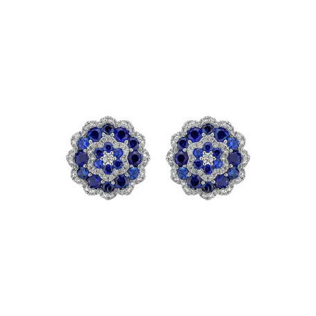 Náušnice s diamantmi a zafírmi Luxurious Mandala