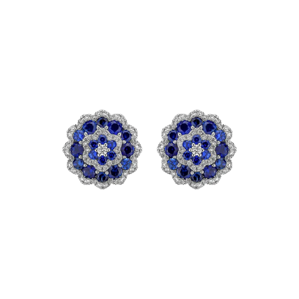Náušnice s diamantmi a zafírmi Luxurious Mandala