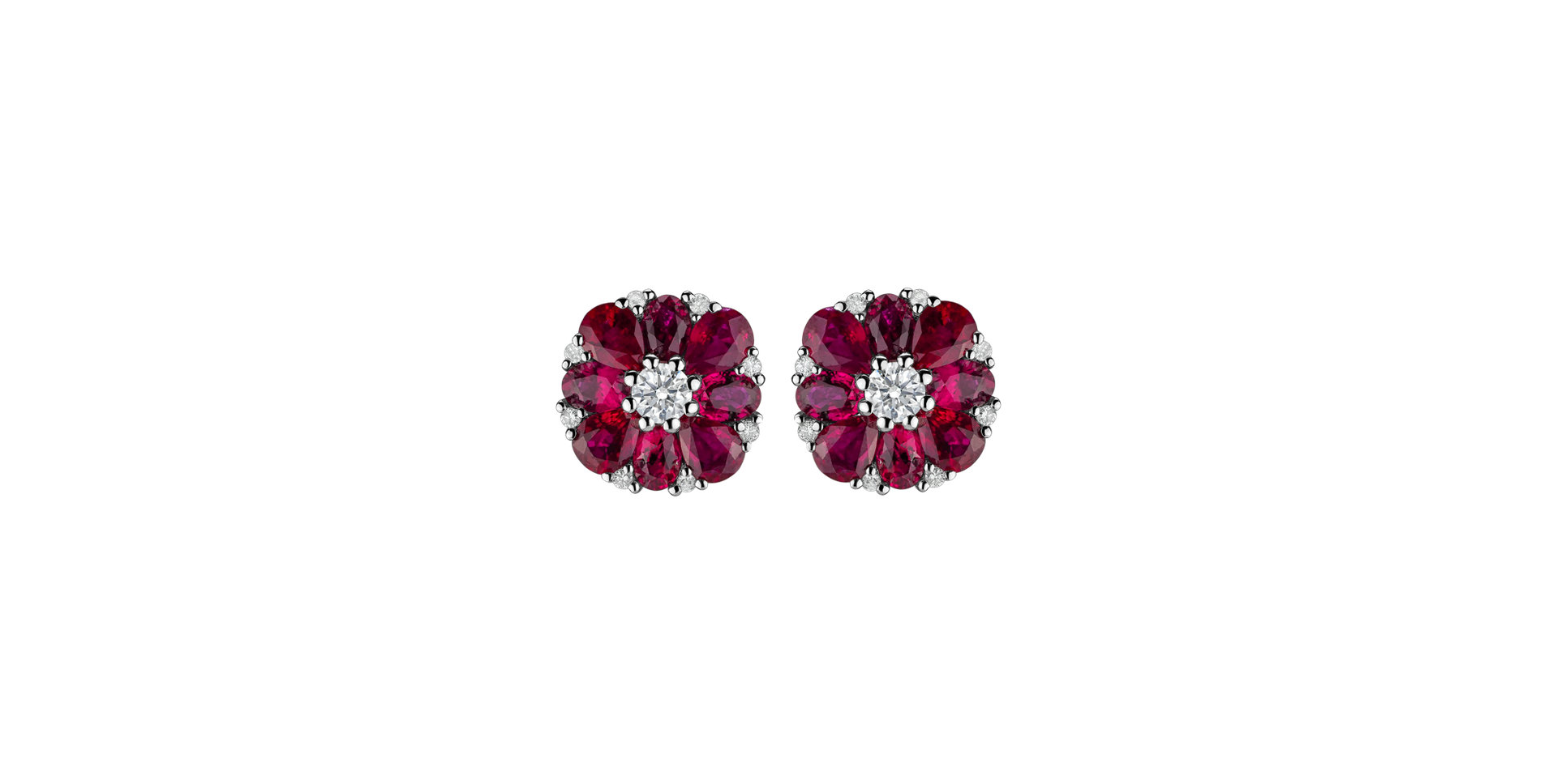 Náušnice s diamantmi a rubínmi Red Blossom