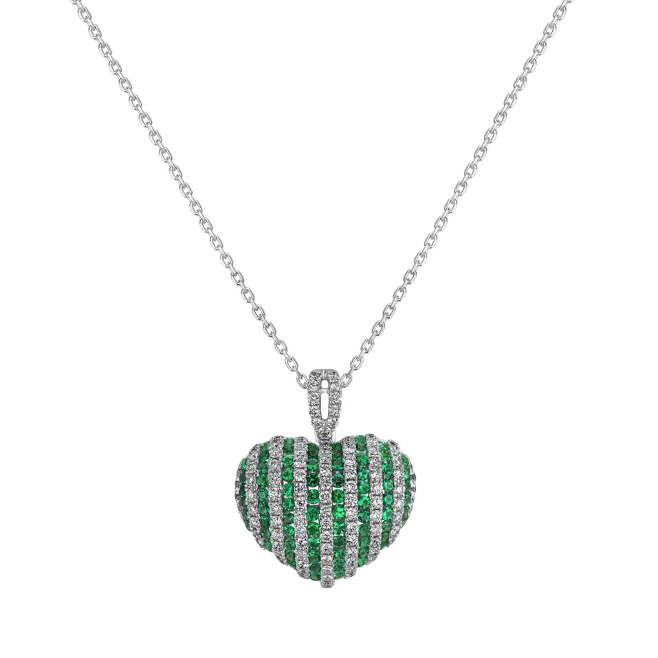 Přívěsok s diamantmi a smaragdmi Love Passion