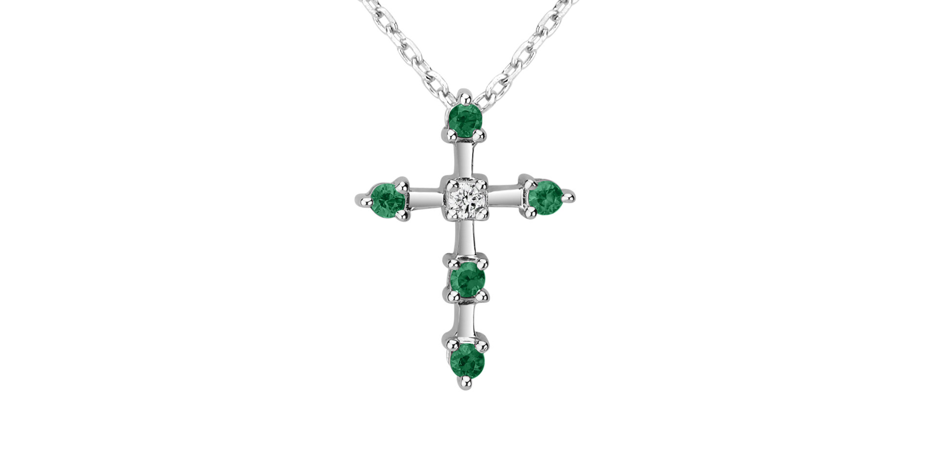 Náhrdelník s diamantom a smaragdmi Sparkling Cross