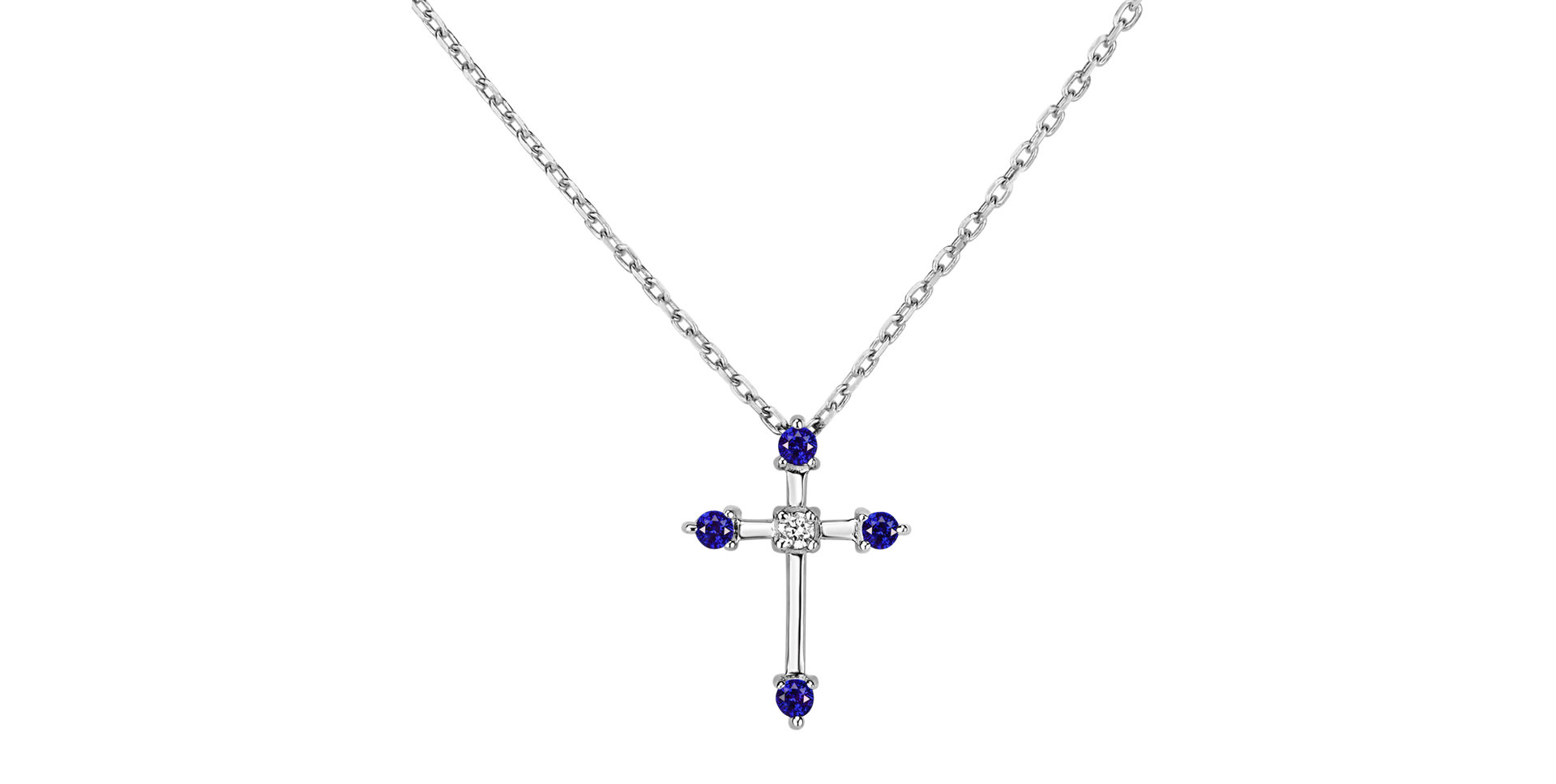 Náhrdelník s diamantom a zafírmi Shiny Cross