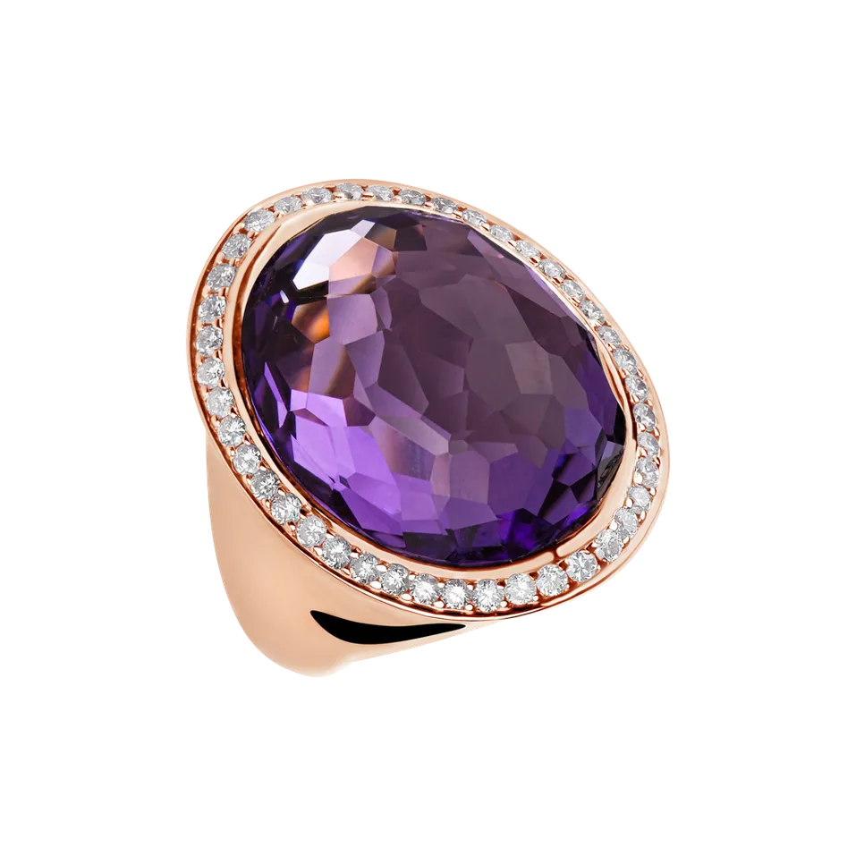 Prsteň s ametystom a diamantmi Pretty Errin