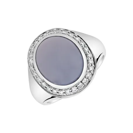 Prsteň s chalcedonom a diamantmi Mistress Moonlight
