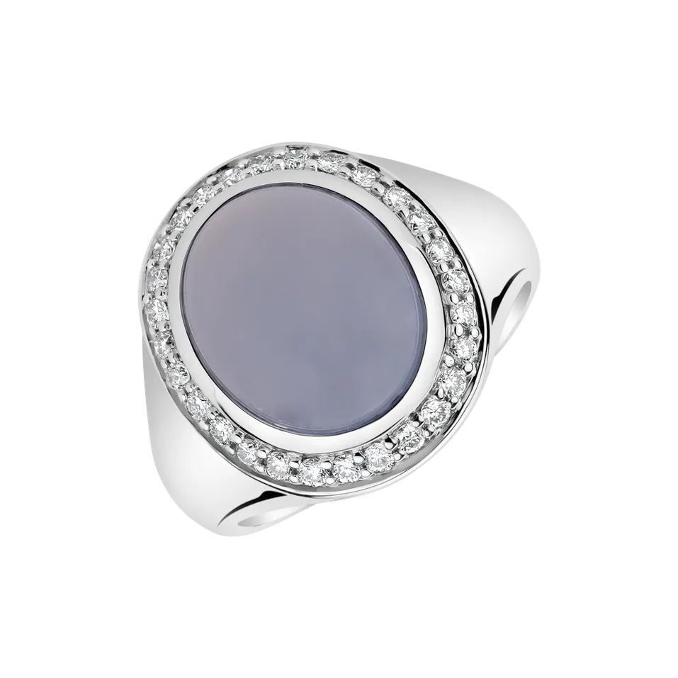 Prsteň s chalcedonom a diamantmi Mistress Moonlight