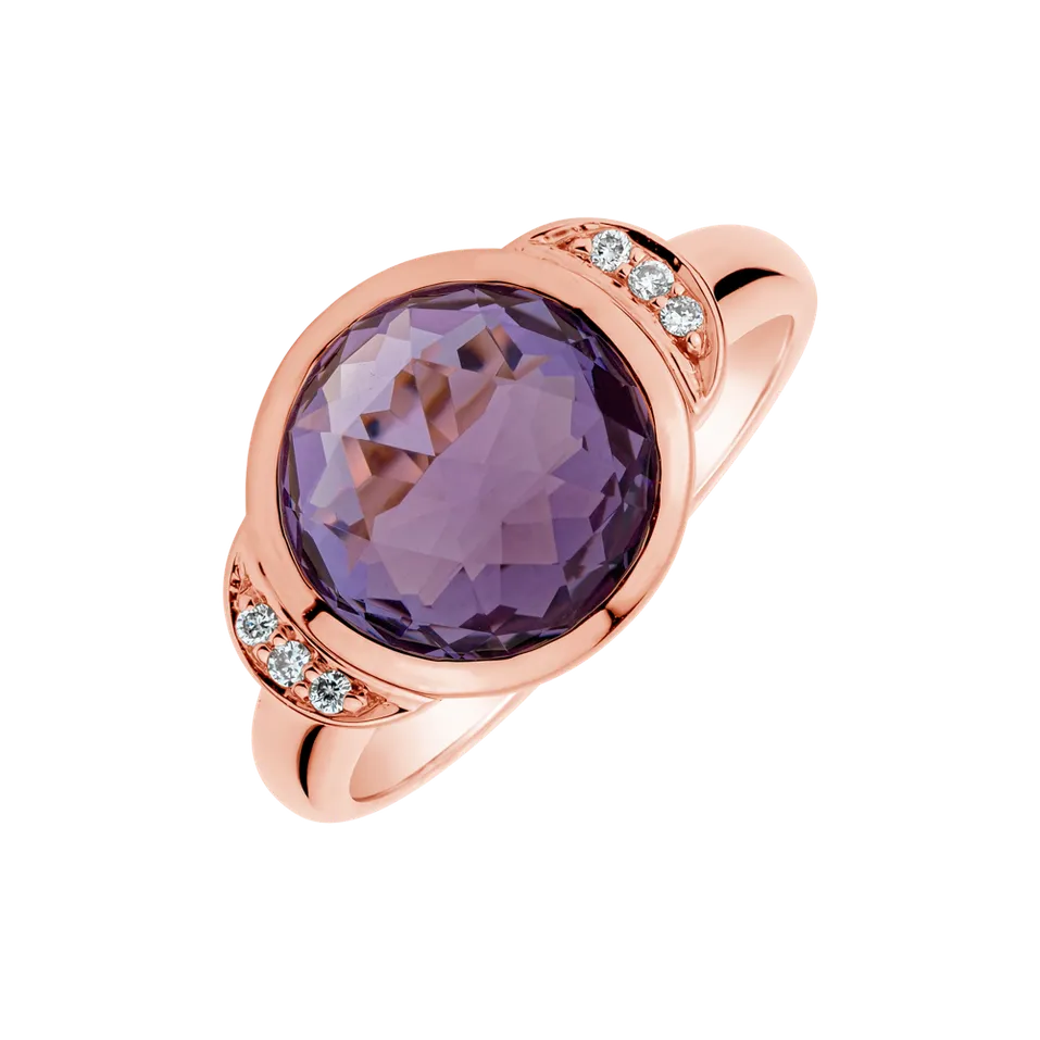 Prsteň s ametystom a diamantmi Mistress Gentility
