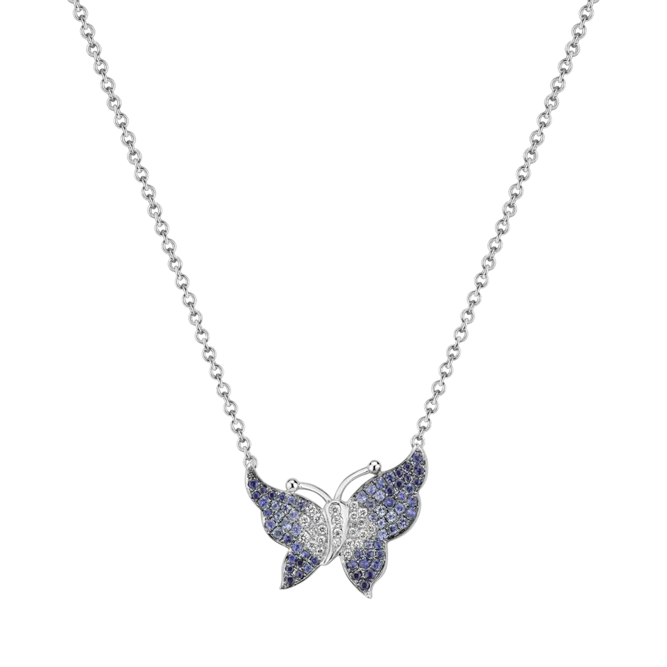 Náhrdelník s diamantmi a zafírmi Joyful Wings