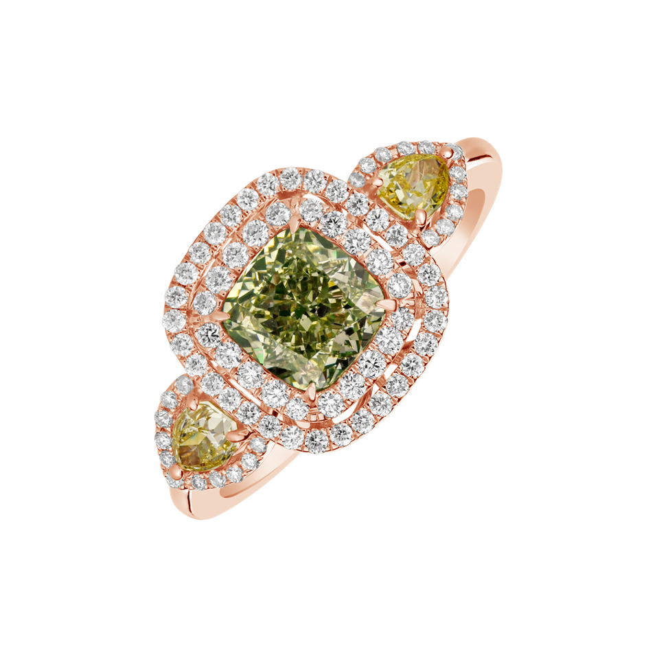 Prsteň s zelenými, žltými a bielymi diamantmi Fabulous Queen