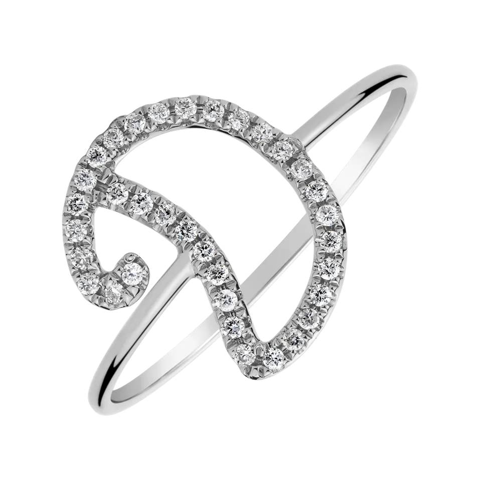 Prsteň s diamantmi Curly Glittery D