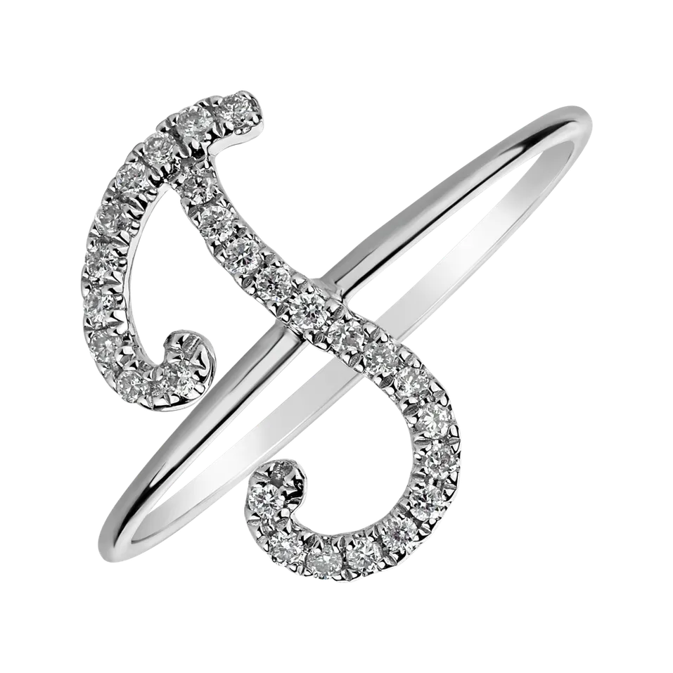 Prsteň s diamantmi Curly Glittery J