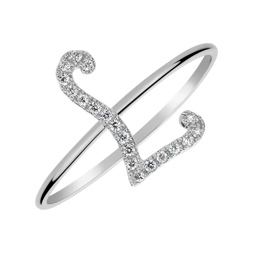 Prsteň s diamantmi Curly Glittery L