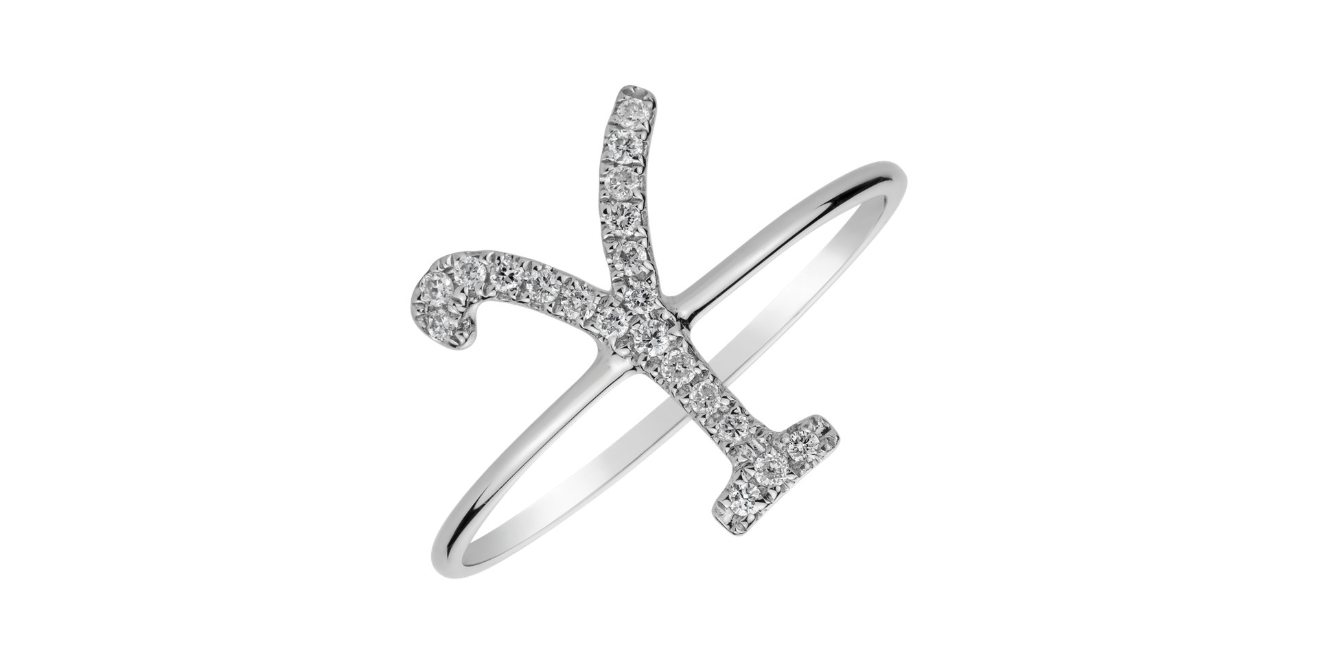 Prsteň s diamantmi Curly Glittery Y