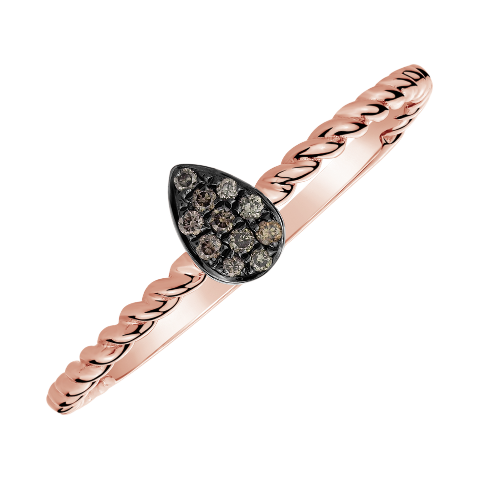 Prsteň s hnedými diamantmi Endless Drop