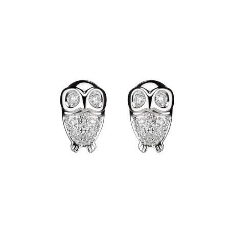 Náušnice s diamantmi Bright Owl