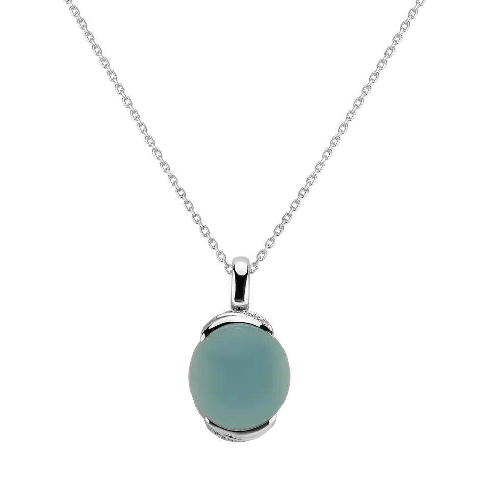 Přívěsok s chalcedonom a diamantmi Bubble Blossom