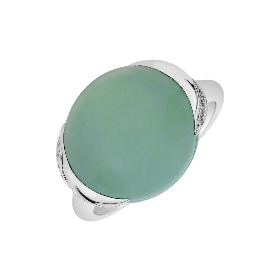 Prsteň s chalcedonom a diamantmi Bubble Blossom