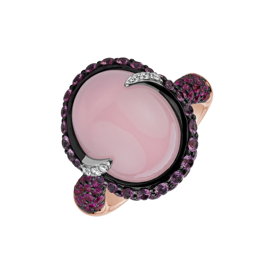 Prsteň s diamantmi, ruženínom a zafírmi Miracle Pomp
