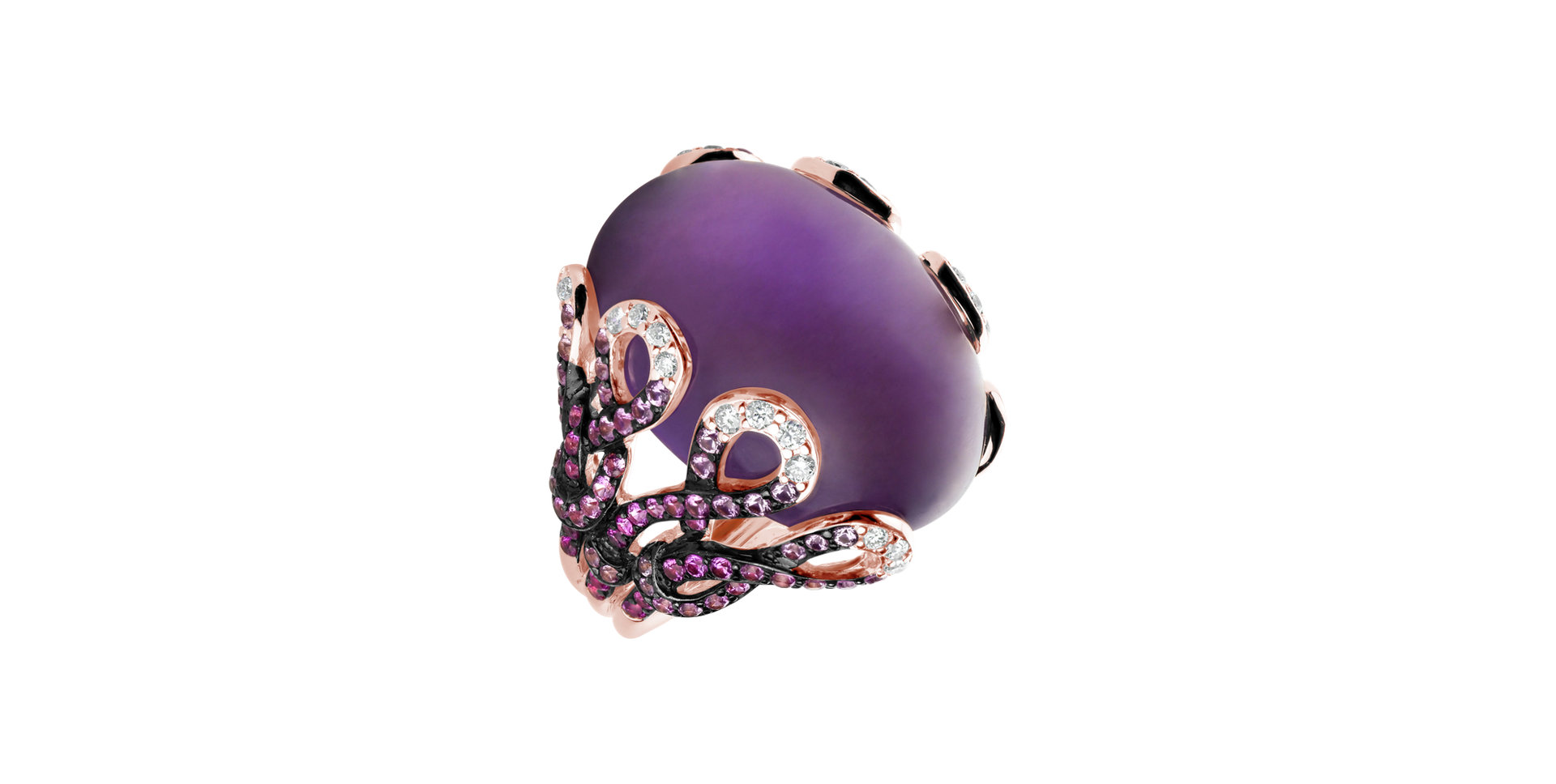 Prsteň s diamantmi, ametystom a zafírmi Heaven Pomp