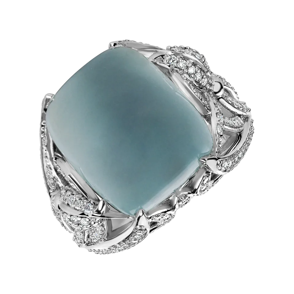 Prsteň s akvamarínom a diamantmi Fascinating Ladyship