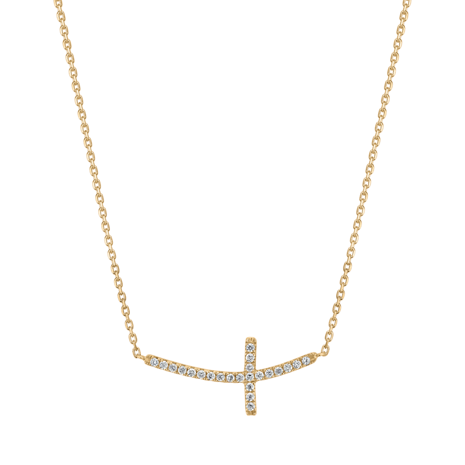 Náhrdelník s diamantmi Glossy Cross