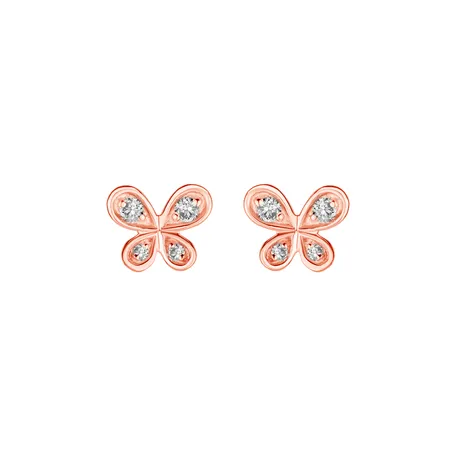 Náušnice s diamantmi Butterfly