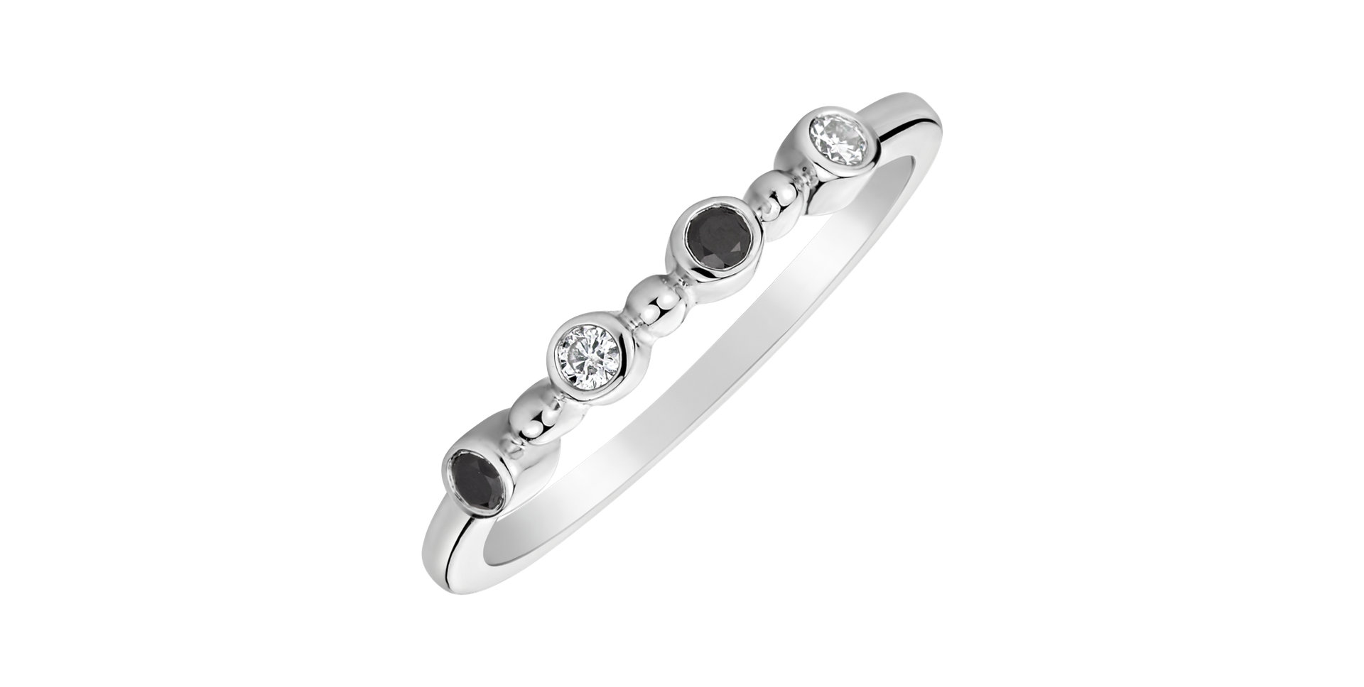 Prsteň s čiernymi a bielymi diamantmi Simplicity