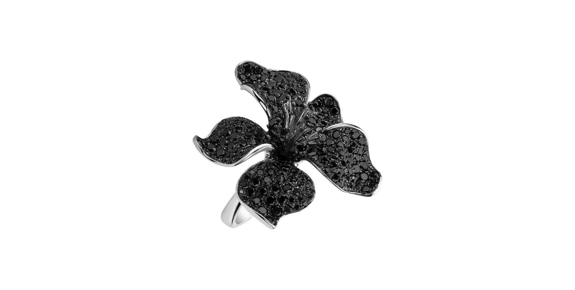 Prsteň s čiernymi a bielymi diamantmi Orchid Desire