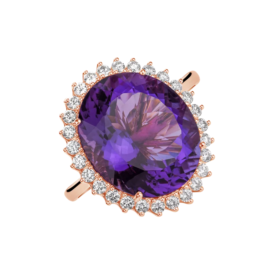 Prsteň s ametystom a diamantmi Infinite Treasure
