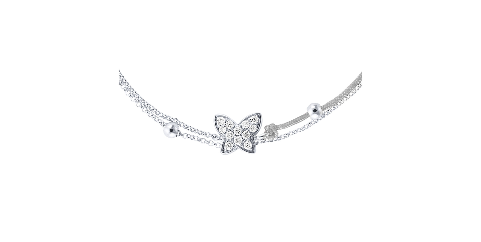 Diamantový náramok so šnúrkou Luxury Butterfly