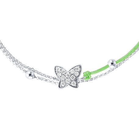 Diamantový náramok so šnúrkou Luxury Butterfly