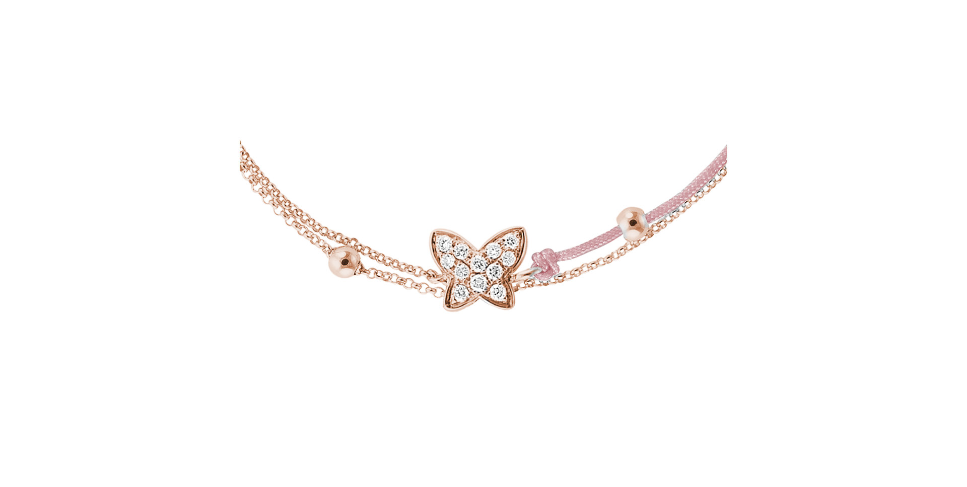 Diamantový náramok so šnúrkou Luxury Butterfly
