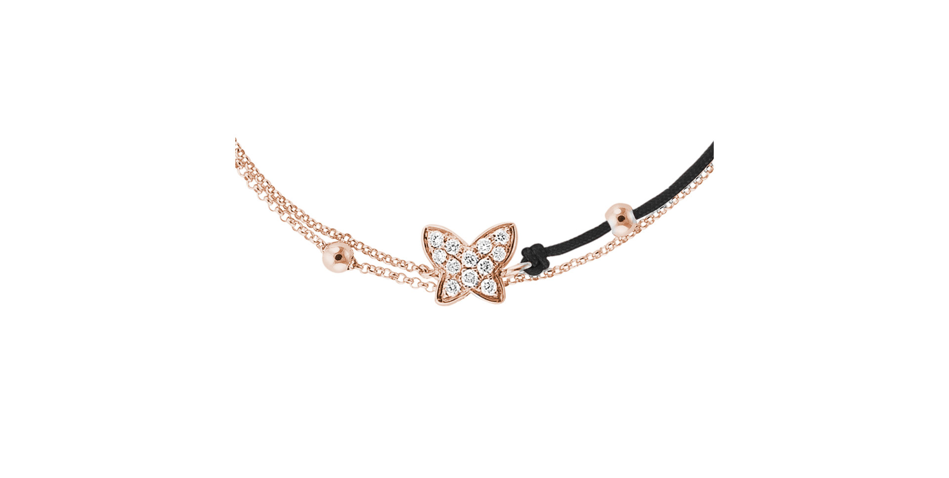 Diamantový náramok so šnúrkou Luxury Butterfly